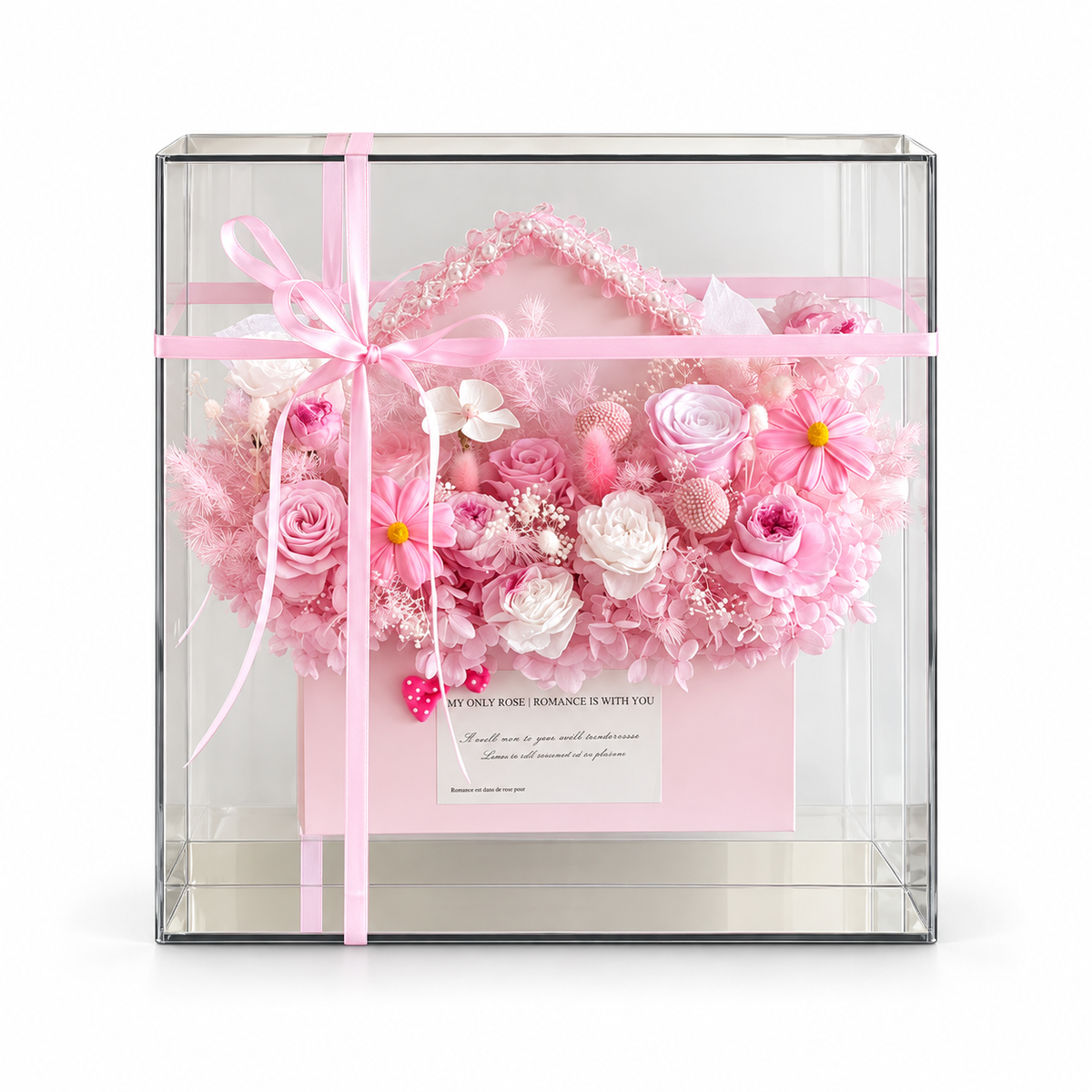 Blush Pink Floral Gift Box with Ribbon