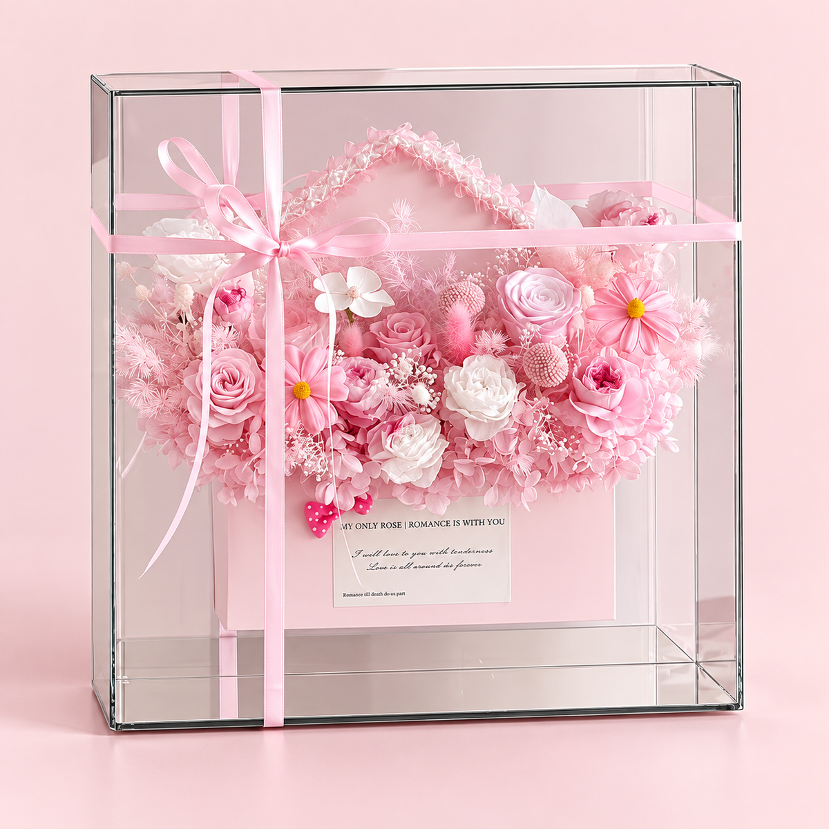 Blush Pink Floral Gift Box with Ribbon