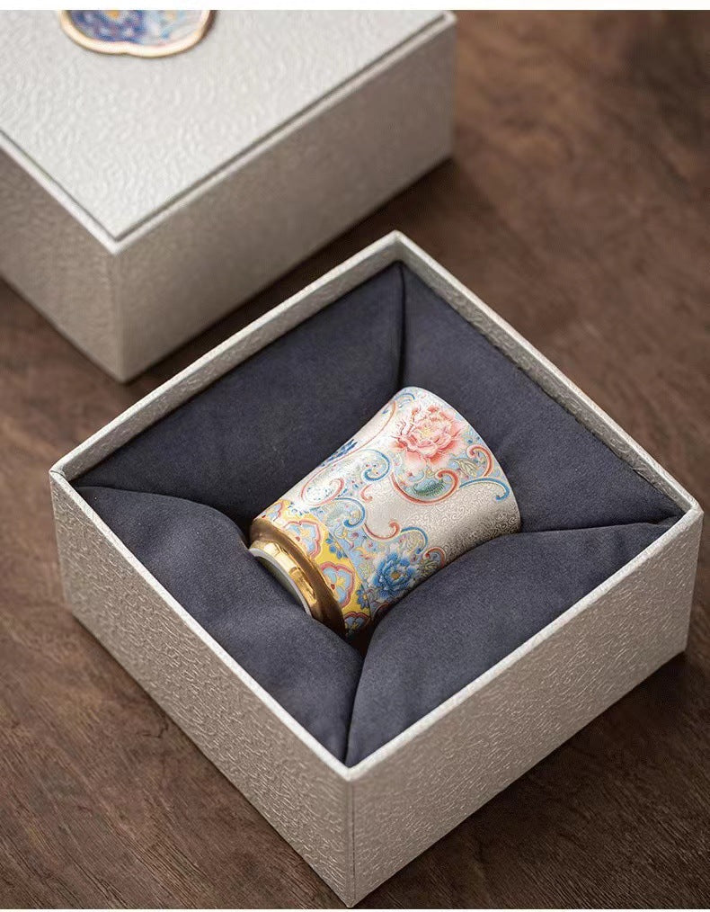Exquisite Chinese Filigree Enamel Porcelain Cup