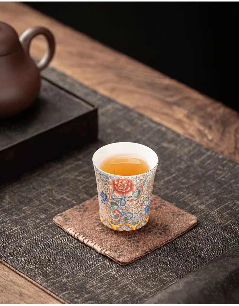Exquisite Chinese Filigree Enamel Porcelain Cup