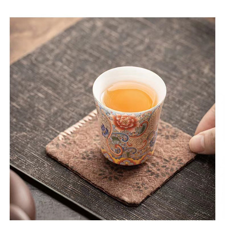 Exquisite Chinese Filigree Enamel Porcelain Cup