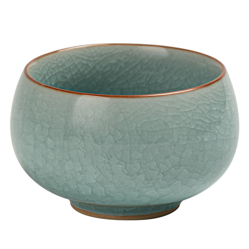 Ice Crackle Ru Kiln Teacup – Handmade Chinese Ceramic Gongfu Tea Cup | Ge Kiln Crackle Glaze Tasting Cup