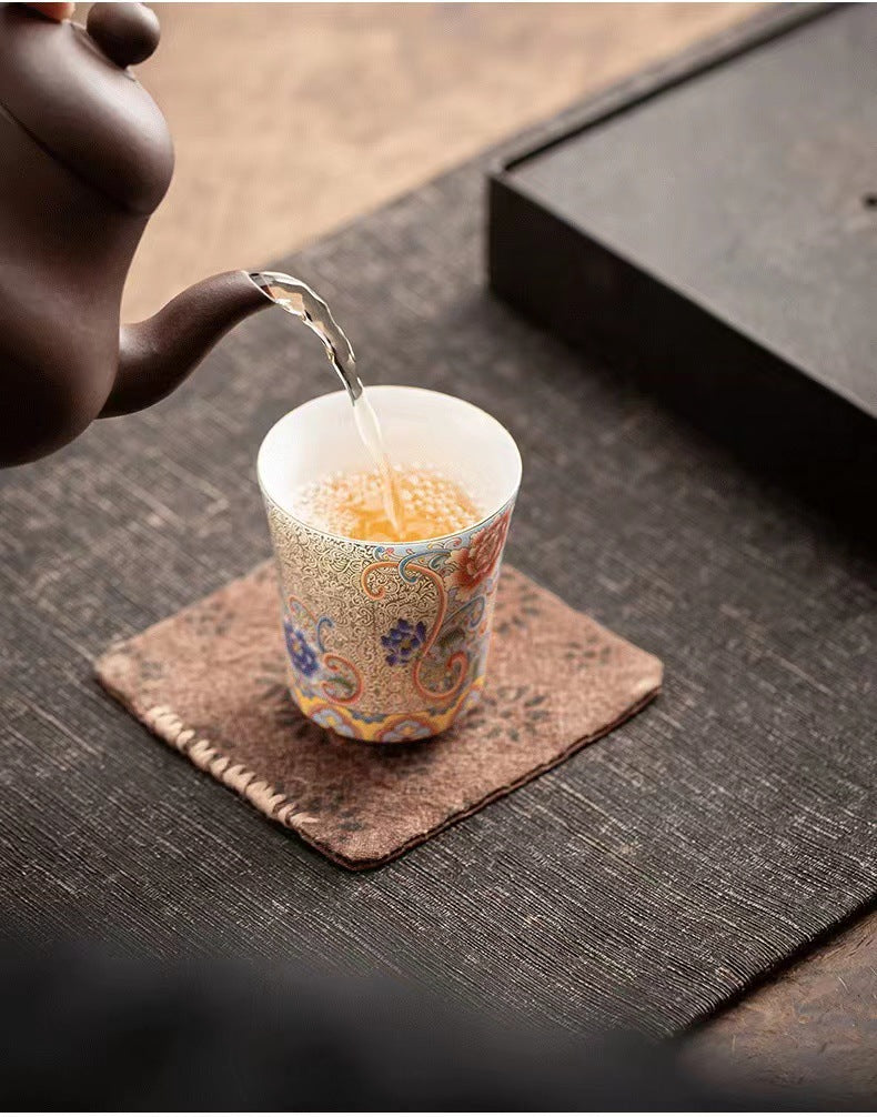 Exquisite Chinese Filigree Enamel Porcelain Cup