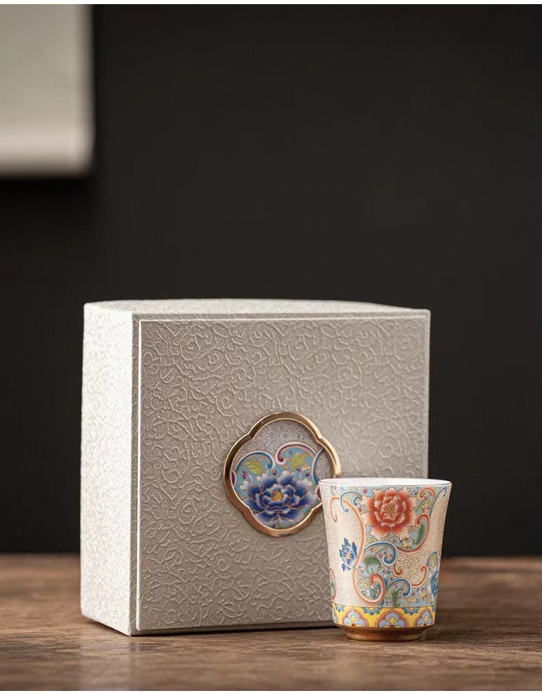 Exquisite Chinese Filigree Enamel Porcelain Cup