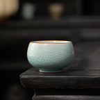 Ice Crackle Ru Kiln Teacup – Handmade Chinese Ceramic Gongfu Tea Cup | Ge Kiln Crackle Glaze Tasting Cup