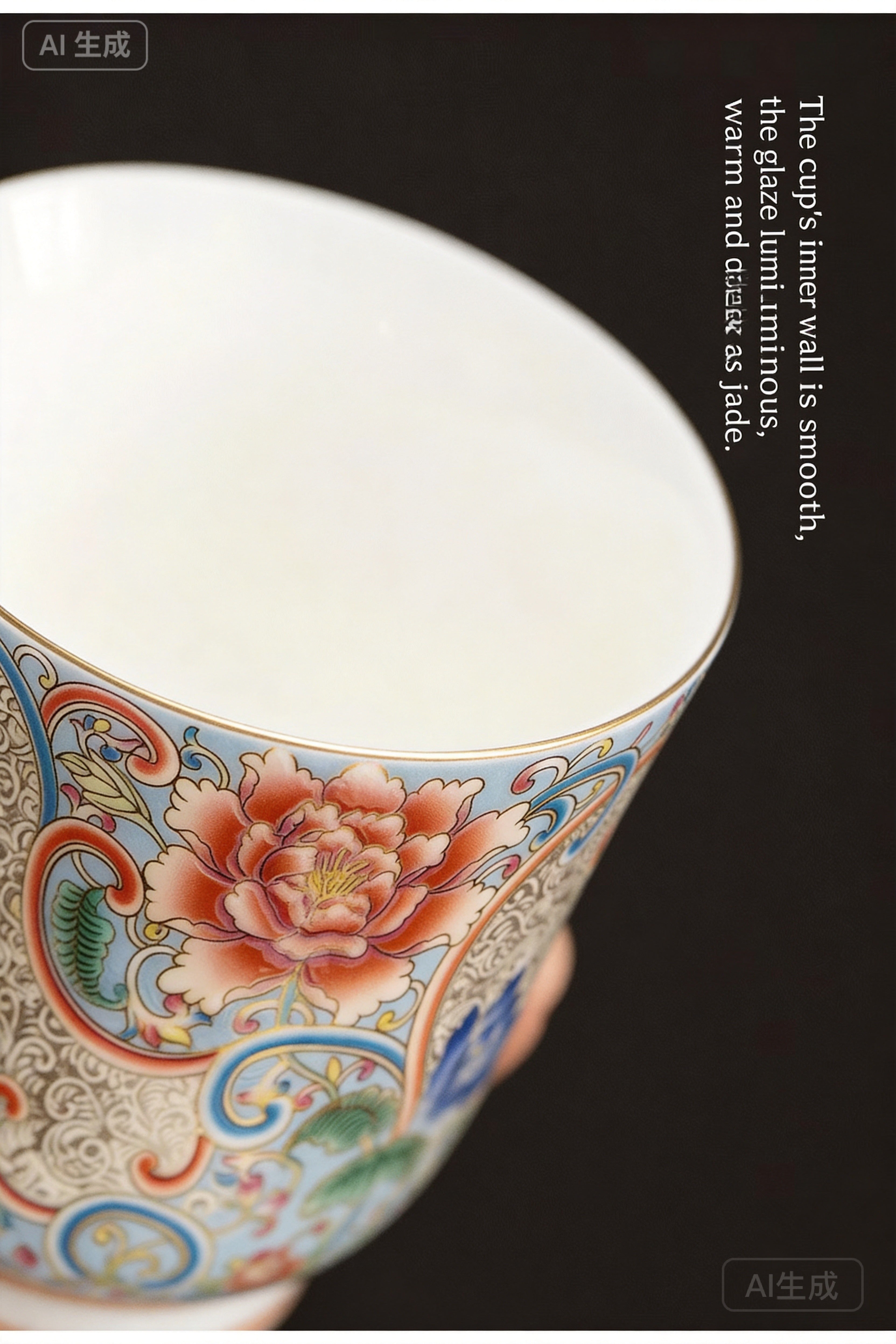 Exquisite Chinese Filigree Enamel Porcelain Cup